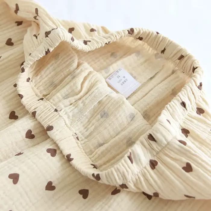 Femmes Pyjamas 2 pièces ensemble 100% coton gaze à manches longues pantalon mignon ours imprimé