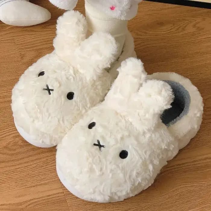 Anime Miffy peluche coton pantoufles Kawaii dessin