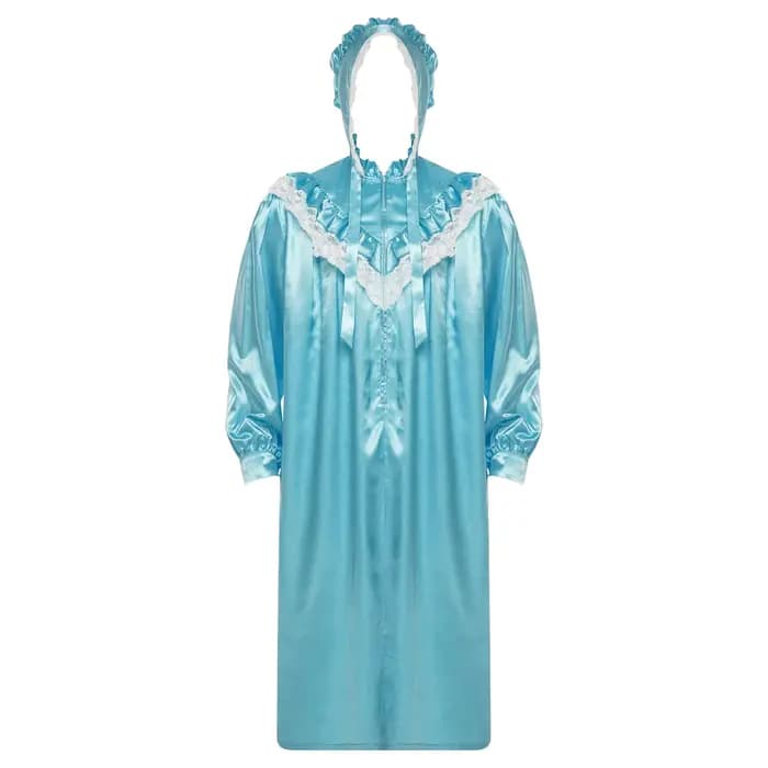 Pyjama vintage pour homme, style victorien, chemise de nuit avec chapeau, dentelle à volants, manche