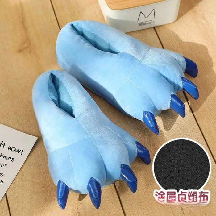 Pantoufles de patte d'animal à point bleu pour garçon et fille