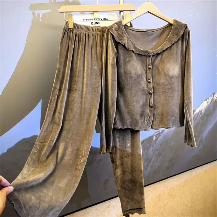Island velours femmes pyjamas chaud épais vêtements de nuit maison costume polaire tenue