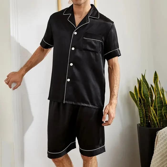 Ensemble pyjama deux pièces en satin pour hommes