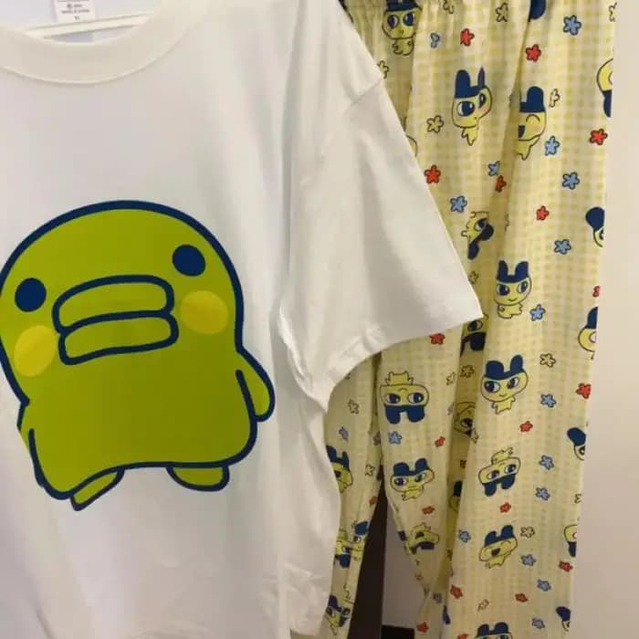 Ensemble de pyjamas en coton pour femmes, Kuchipatchi, été, mignon, dessin animé Tamagotchi, manches courtes, shorts, vêtements de détente fins et doux, vêtements pour filles, cadeau