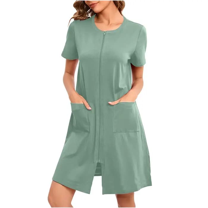 Chemise de nuit zippée sur le devant pour femmes