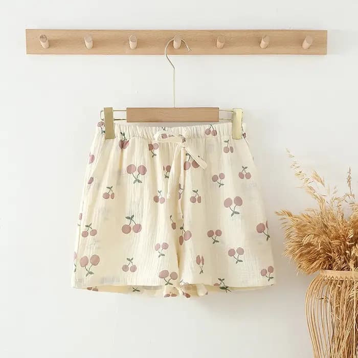 Pyjama en coton pour femmes, Short d'été, pantalon court climatisé, vêtements de maison, imprimé à la mode, coupe ample