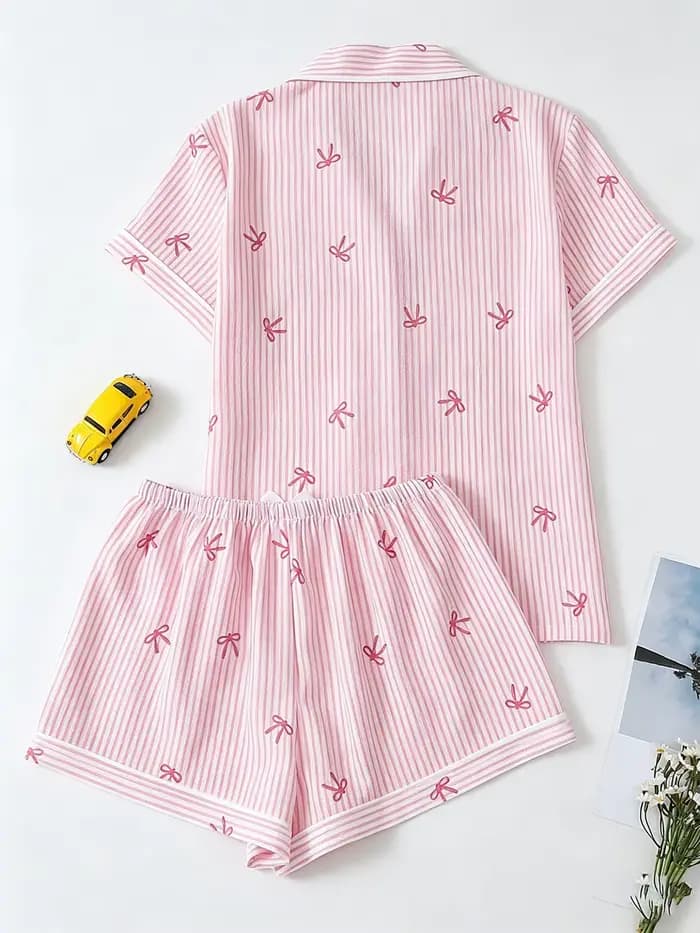 Pyjama rayé classique, ensemble de pyjama pour femmes