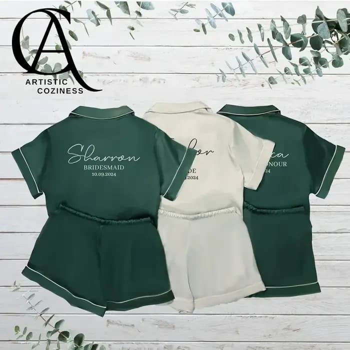 Ensemble de Pyjama en Satin Personnalisé pour Demoiselle d'Honneur, Assressenti, pour Enterrement de Vie de Jeune Fille, Cadeau de Proposition de Mariage