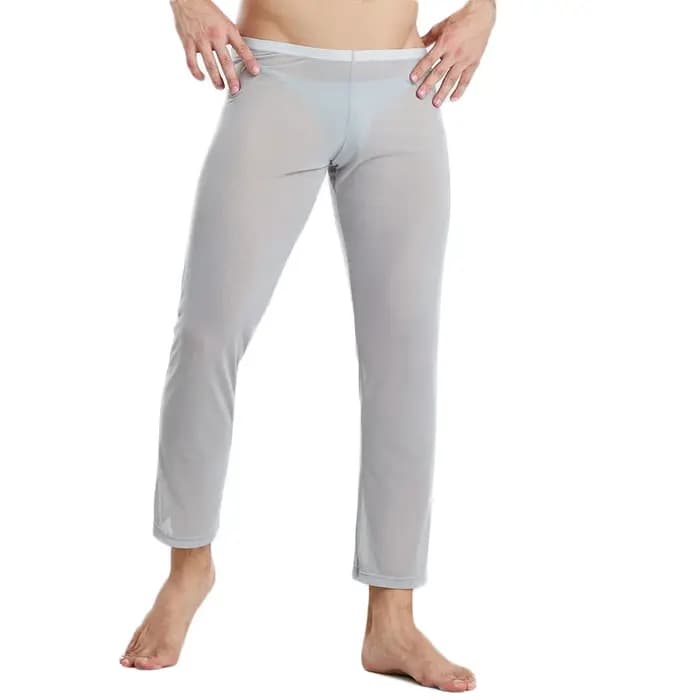 Homme bas de sommeil pantalons longs vêtements de nuit Sexy maille respirant Slip hommes