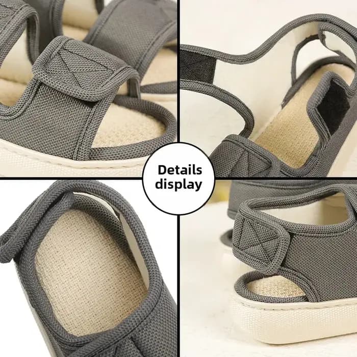 Pantoufles d'extérieur en lin à pieds larges réglables