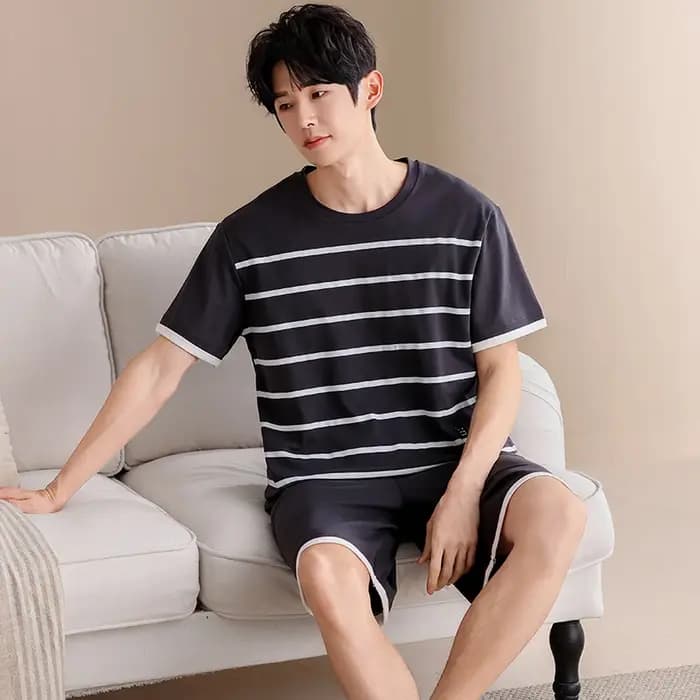 Kawaii jeunesse hommes pyjamas mignon chiot impression vêtements de nuit pour hommes shorts d'été 2