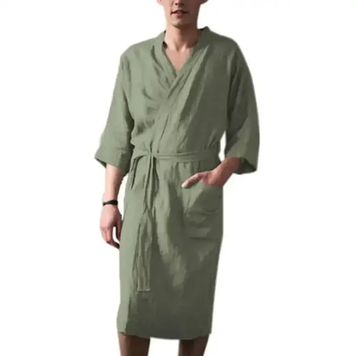 Chemise de Nuit en Coton et Lin pour Homme, Kimono Japonais, Vêtements de Bain à la Vapeur, Peignoir