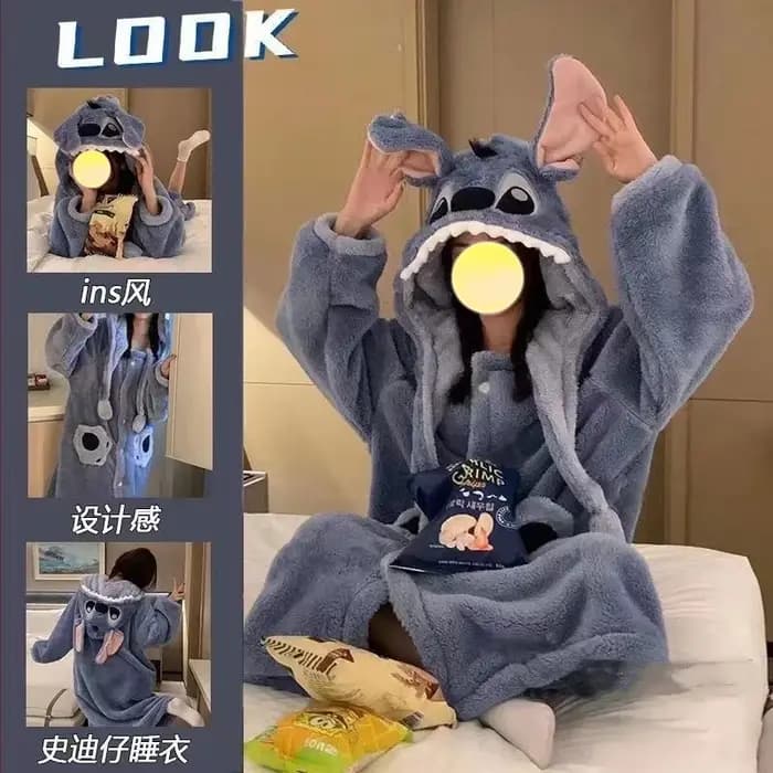 Peignoir à capuche pour femmes, motif dessin animé, en polaire corail, robe de nuit longue et ample, vêtements de nuit chauds et confortables, pyjama pour filles, cadeau.