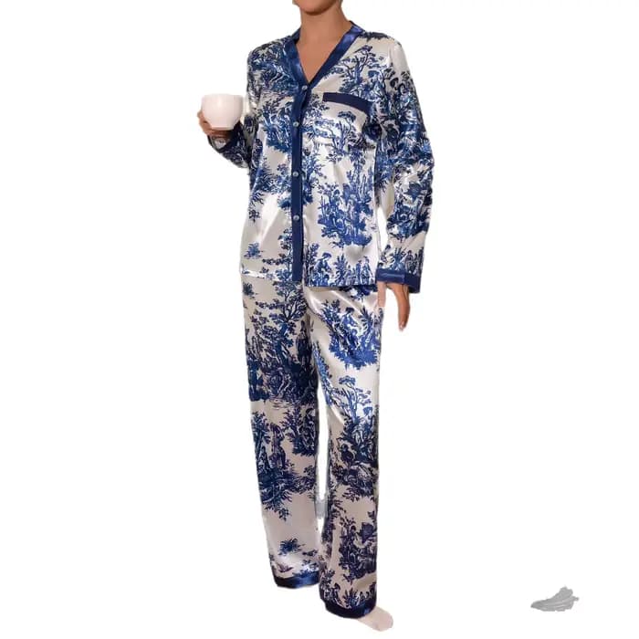Pyjamas à manches longues femmes femme pyjama ensemble vêtements de maison