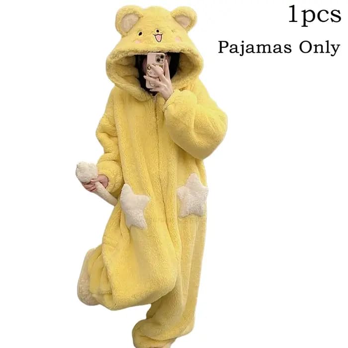 Combinaison d'hiver à capuche Kigurumi licorne pour femme