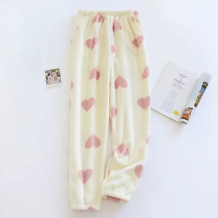 Nouveau pantalon de pyjama automne/hiver pour femme, en flanelle, élastique, imprimé, vêtement de nu