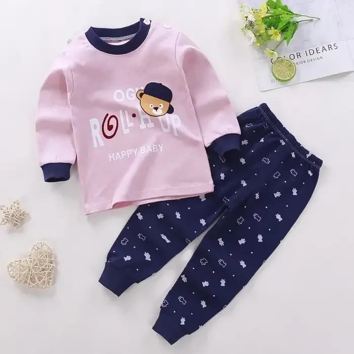 Ensemble pyjama pour enfants, garçons et filles, imprimé de dessin animé, t-shirt à manches longues, mignon, hauts avec pantalons, vêtements de couchage pour bébés en bas âge, nouvelle collection auto