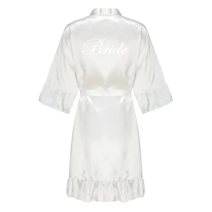 Robe Kimono à Volants avec Lettres Blanches pour Femme, Vêtement de Nuit en Satin, pour Demoiselle d