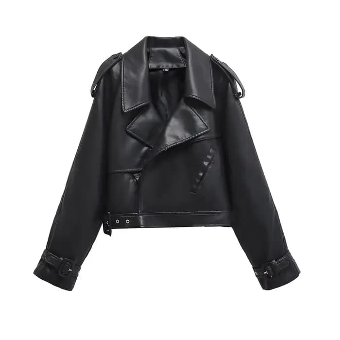 BBWM Faux cuir Bomber vestes pour femme veste mode recadrée