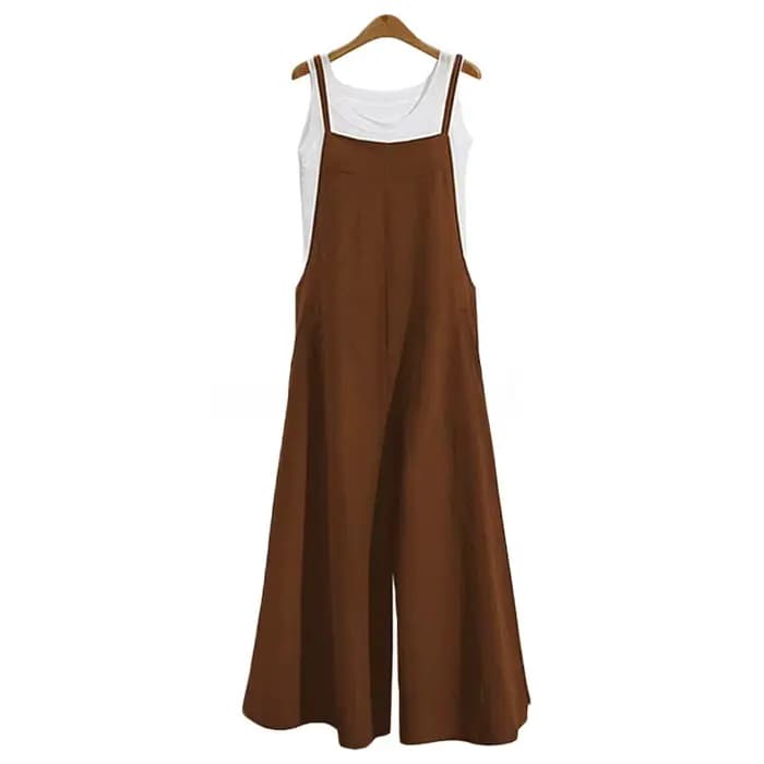 Combinaison à bretelles pour femmes, couleur unie, pantalon à jambes larges, salopette à bretelles, décontractée, ample, sans manches, en coton et lin, 5Xl, été