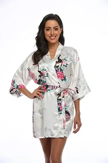 Peignoir en Satin Sexy pour Femme, Vêtement de Nuit à la Mode, InjKimono