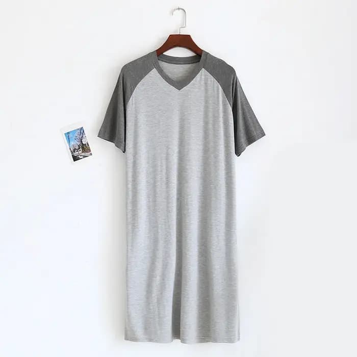 Chemise de nuit mi-longue à col en V pour hommes, chemise de nuit vintage, vêtements de détente d'ét