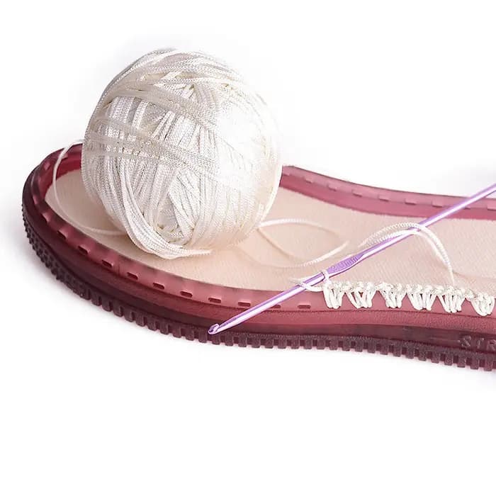 Chaussons d'intérieur en caoutchouc à semelle en cristal, matériaux de bricolage à la main, semelle extérieure, crochet grossier, 2023