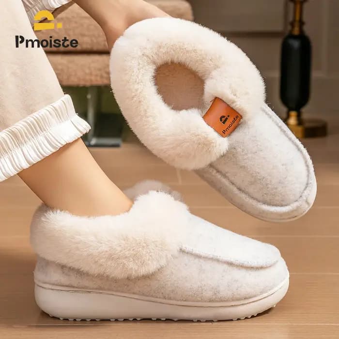 Pantoufles à plateforme pour femmes, chaussures compensées en mousse à mémoire de forme TPR, semelle antidérapante, chaudes et floues, durables, pour chambre à coucher, confortables et confortables, h