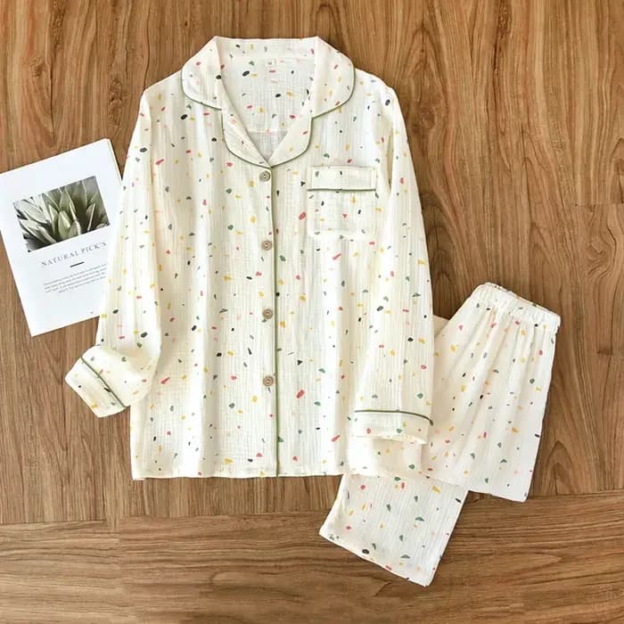 Ensemble pyjama japonais en crêpe de coton pur pour femmes