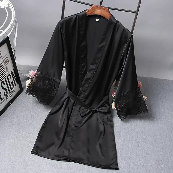 Ensemble de peignoirs et robes de chambre en satin pour femme, collection Printemps-Été, tenue de nu