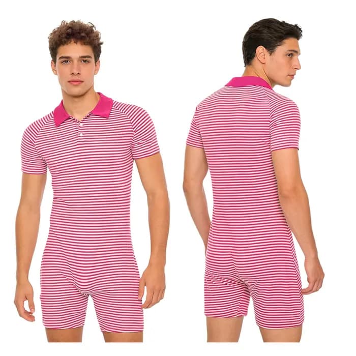 Pyjamas Combinaisons Homme Boutonnées à Rayures Manches Longues Confortables Décontractées Ajustées Sous-vêtements Adultes