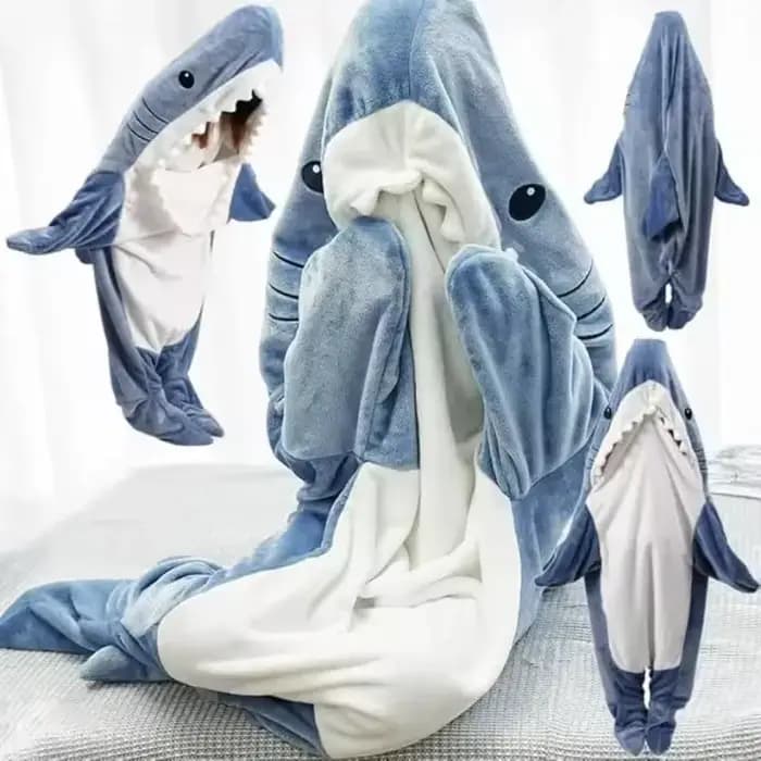 Couverture-cagoule portable Requin pour adulte