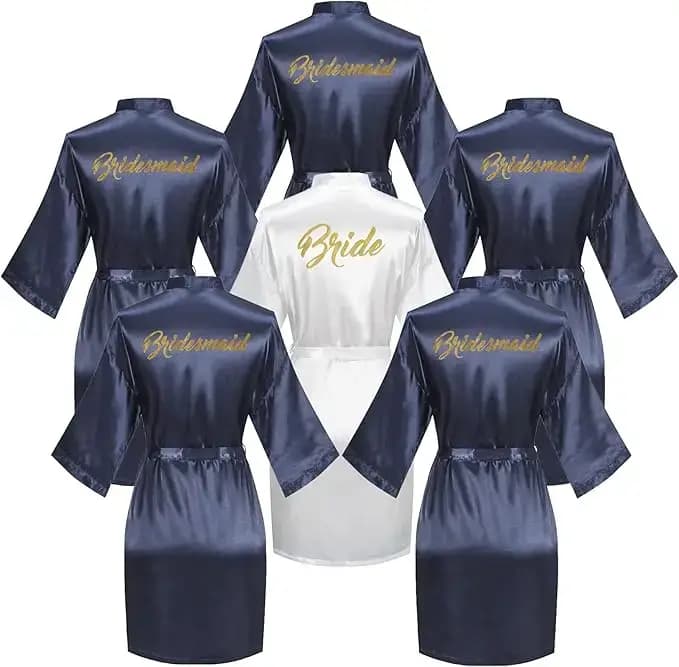 Ensemble de peignoir de douche nuptiale 6 pièces pour mariée et demoiselle d'honneur