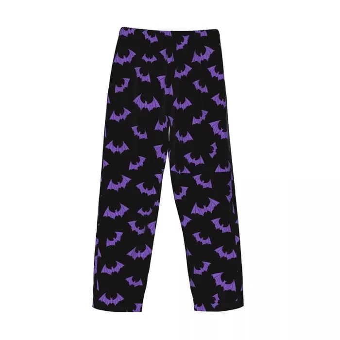 Pantalon de pyjama noir et violet pour hommes, vêtements de nuit avec poches