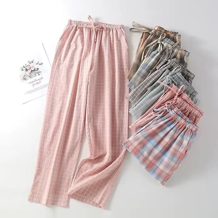 Pantalon de pyjama en coton à carreaux pour femmes