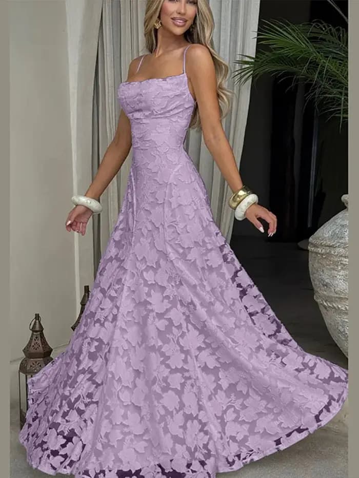 Robe longue à bretelles licou pour femmes