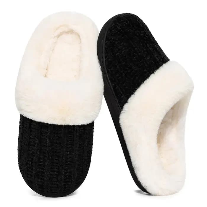 Litfun hiver fourrure chaussons pour femmes sans lacet doublé de laine confortable maison diapositiv