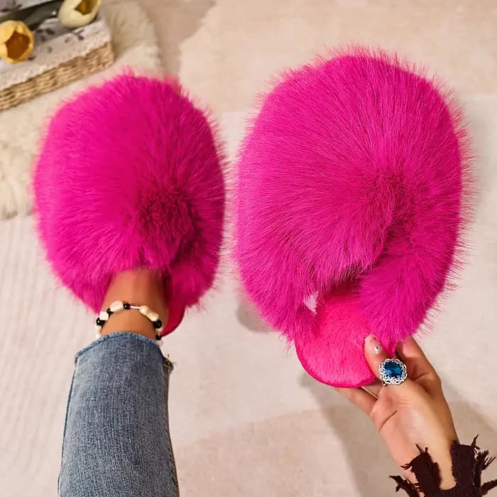 Femmes pantoufles d'intérieur hiver fausse fourrure maison chaussures femmes 2025 nouvelle semelle s