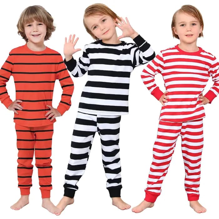 Ensemble pyjama rayé noir et blanc pour garçons et filles