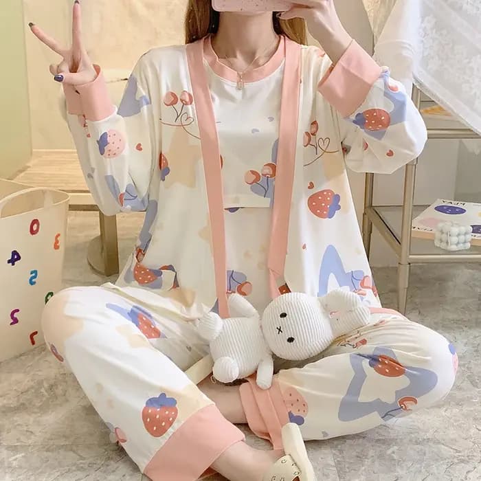 Ensemble de pyjama pour femme enceinte en trois pièces