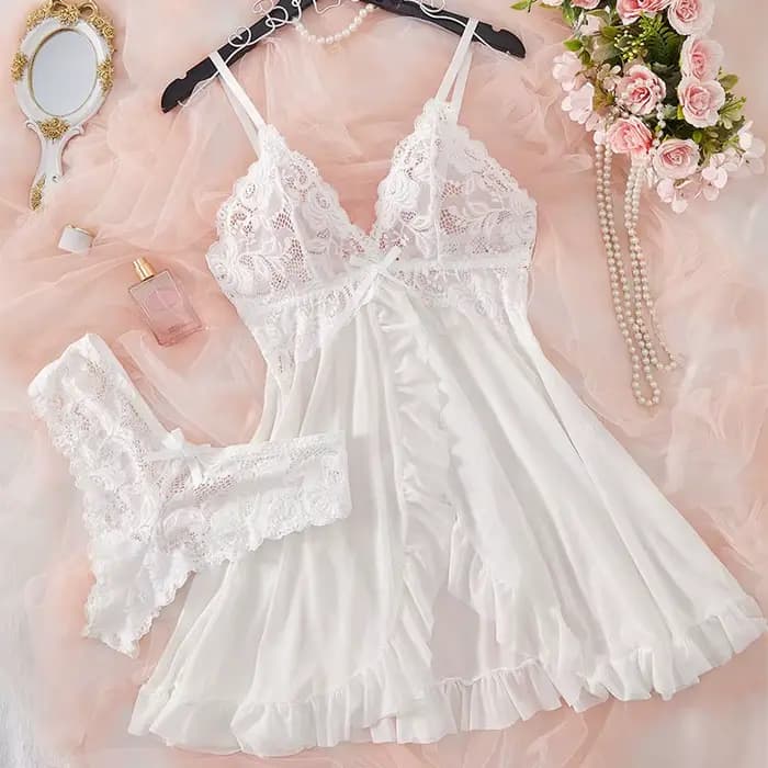 Ensemble de 2 chemises de nuit en dentelle pour femmes