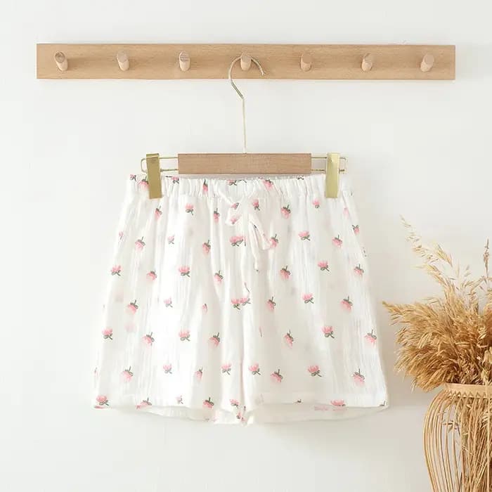 Pyjama en coton pour femmes, Short d'été, pantalon court climatisé, vêtements de maison, imprimé à la mode, coupe ample