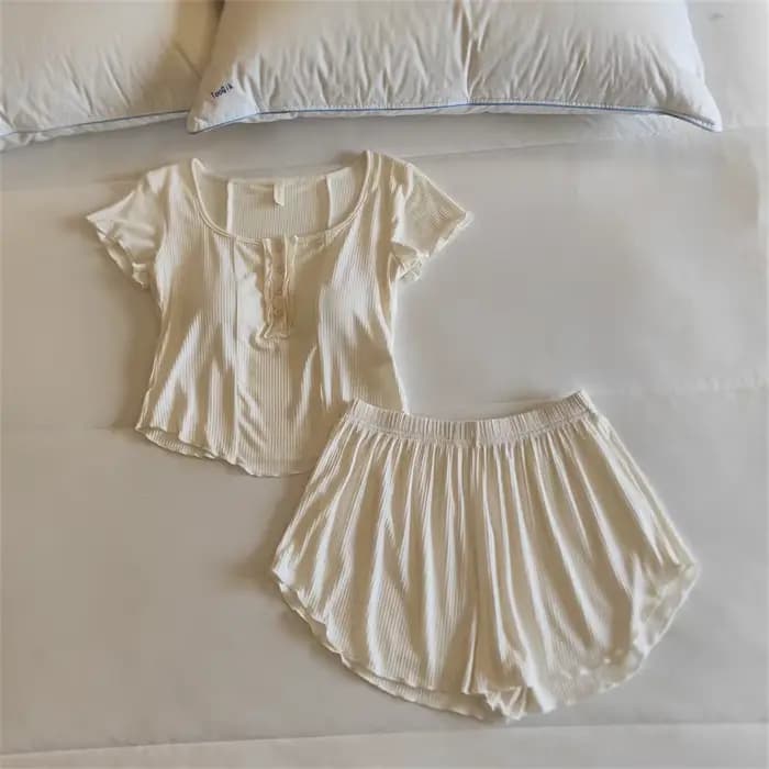 Ensemble pyjama Femme Modal manches courtes Short costume vêtements de maison