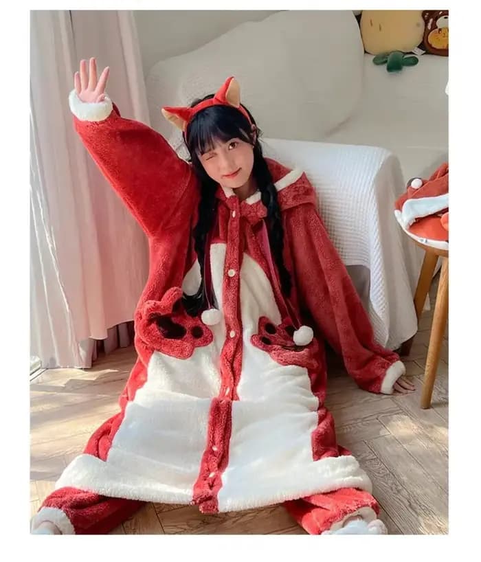 Femmes Robe mignonne en peluche épais vêtements de nuit épaissi chaud flanelle dessin animé sac de couchage Animal une pièce pyjamas hommes femmes Homewear