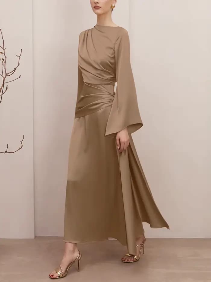 Marthaqiqi mode Femme pyjama à lacets nuisette à manches longues vêtements de nuit col rond chemise