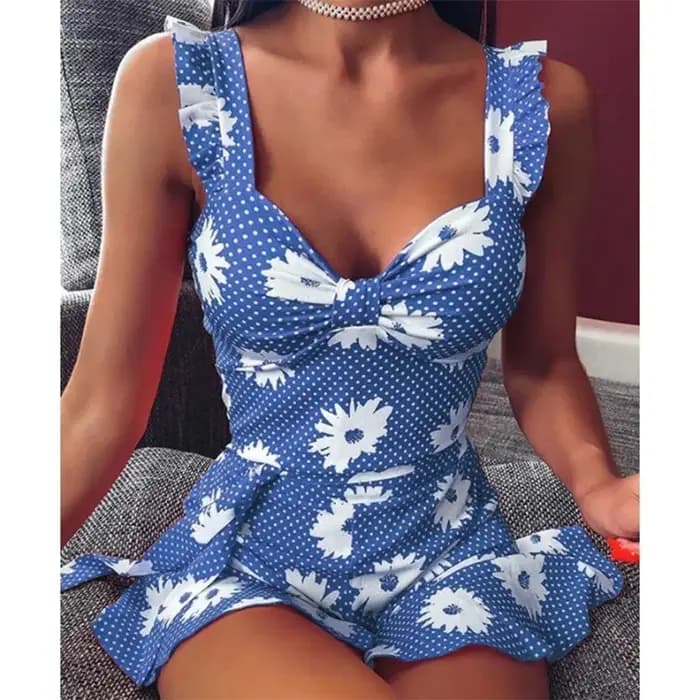 Breezy-Robe en fibre avec imprimé floral vibrant et col en V élégant