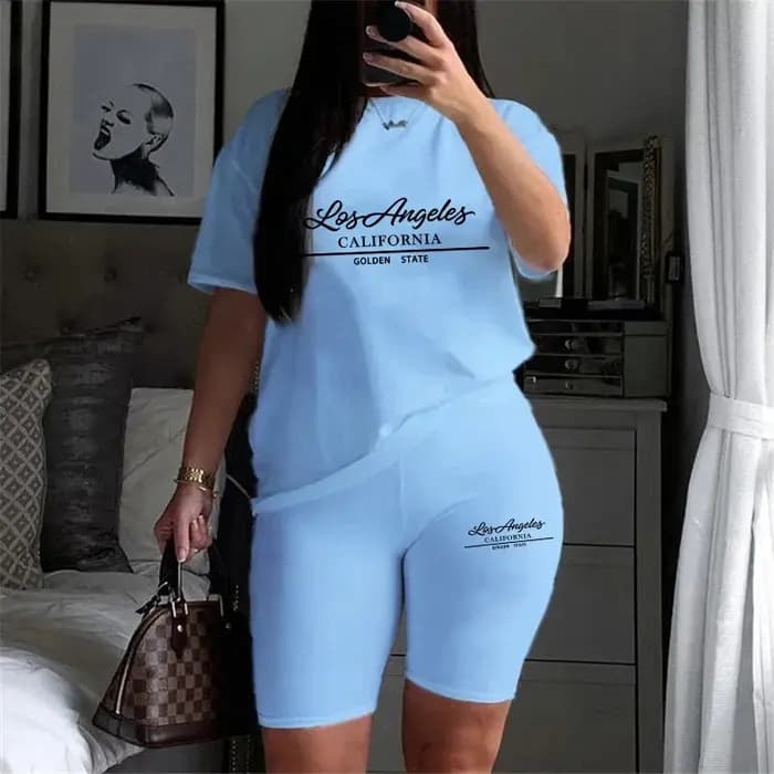 Offres Spéciales – Ensemble Décontracté Confortable et de Qualité pour Femme – Tenue d'Été Deux Pièces : T-shirt Col Rond et Short à Manches Courtes pour le Quotidien