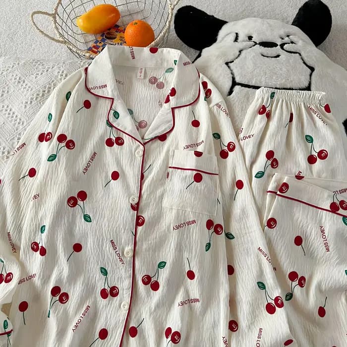 Ensemble pyjama imprimé cerise pour femmes