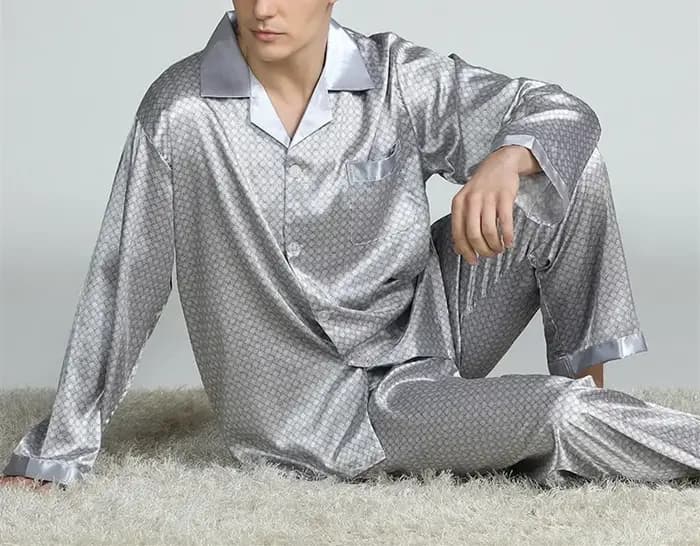 Ensemble pyjama homme printemps-été 2026 – Hauts et pantalons à manches longues en satin