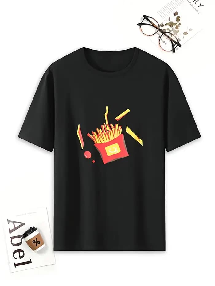 Un ensemble de pyjamas décontractés imprimés avec des motifs de frites