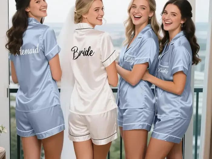 Pyjamas de demoiselle d'honneur le plus doux personnalisés